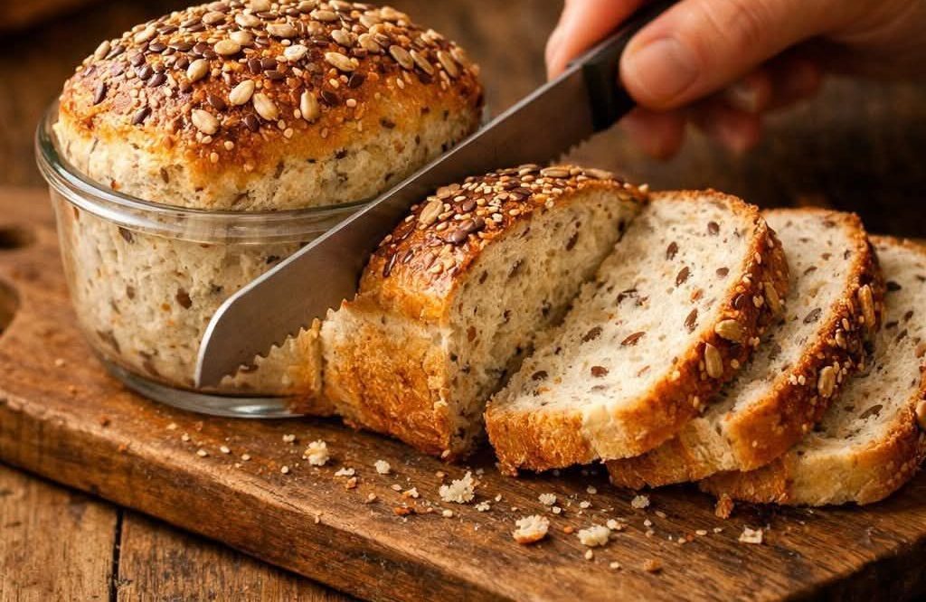 Healthy Seeded No-Knead Jar Bread