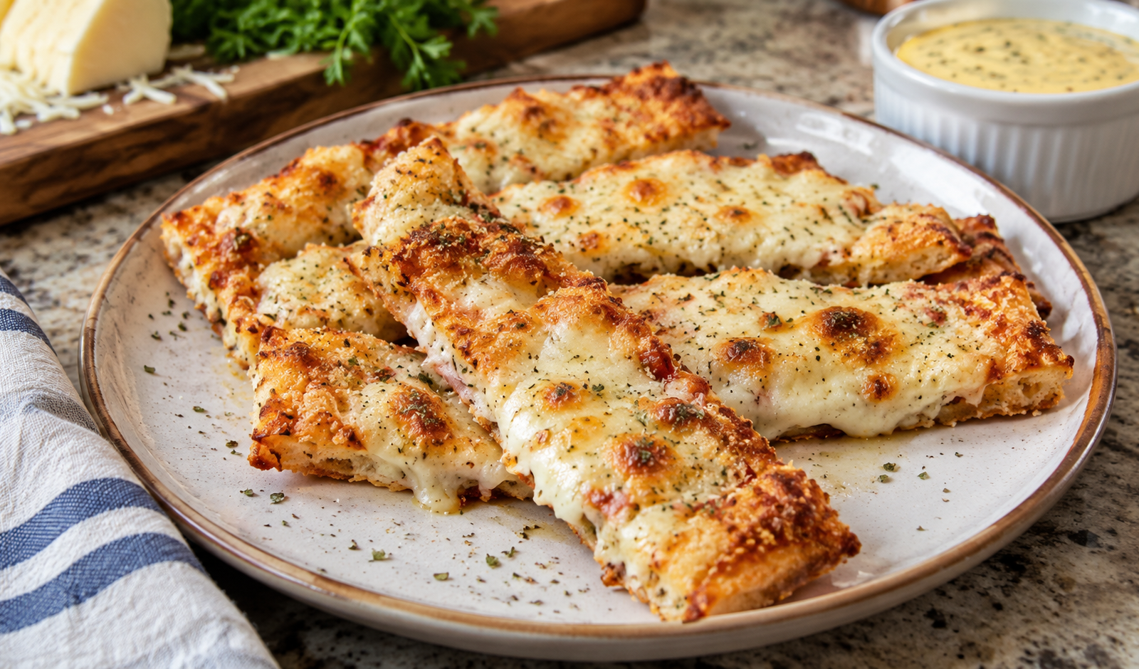 Keto Chaffle Garlic Cheese Bread Sticks