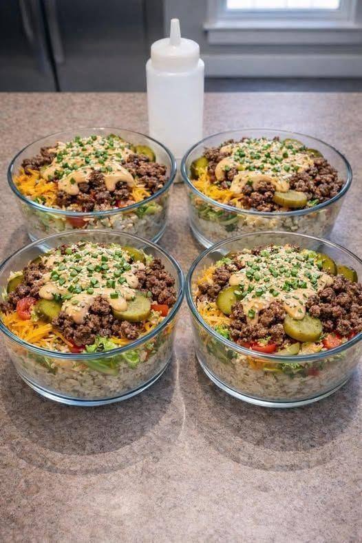 High protien chesseburger  bowl