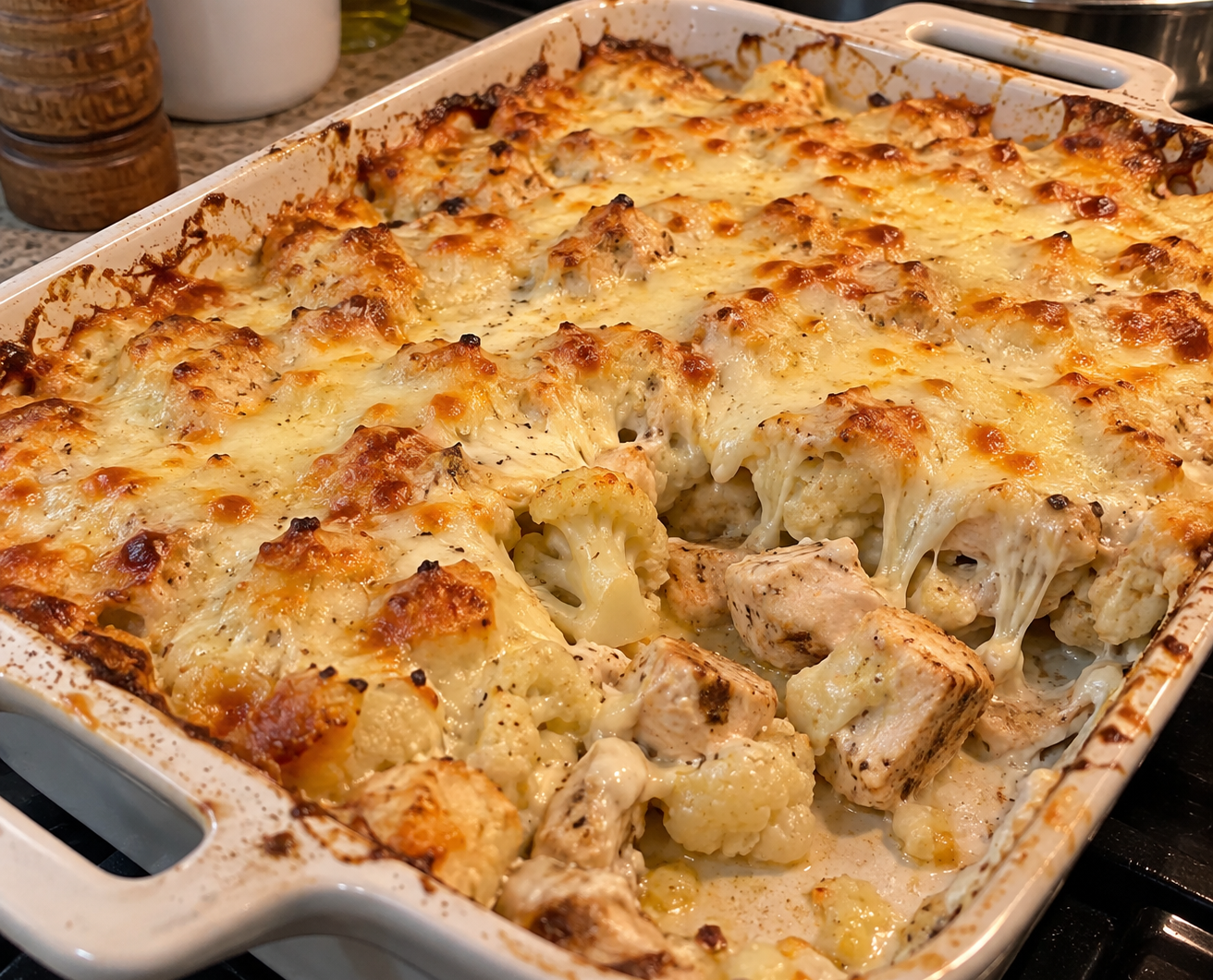 Keto Creamy Chicken Alfredo Bake