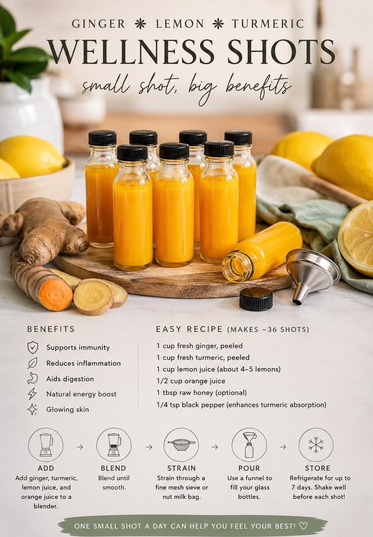 Lemon Ginger Turmeric Wellness Shots